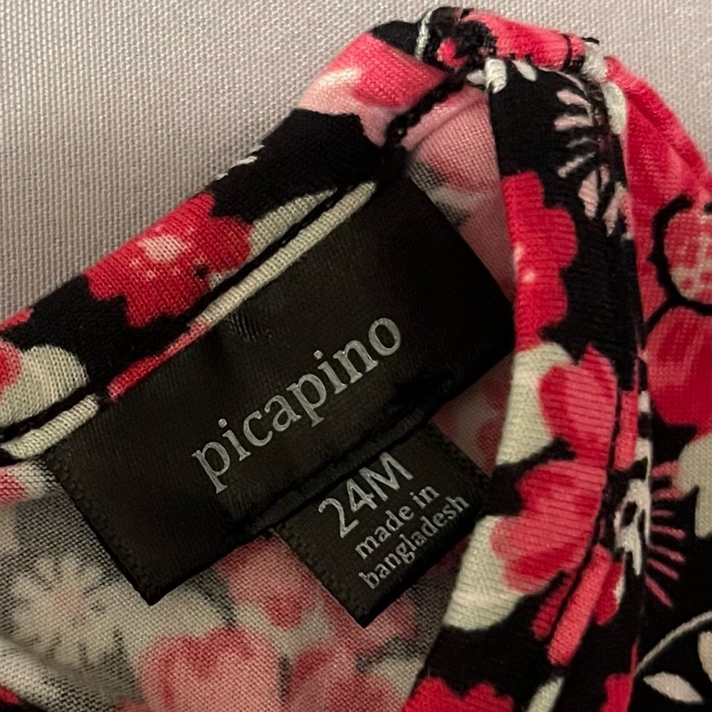 NWT. 3 piece floral dress set for toddler girl. Made by Picapino.Size 24 months. - Picture 5 of 7